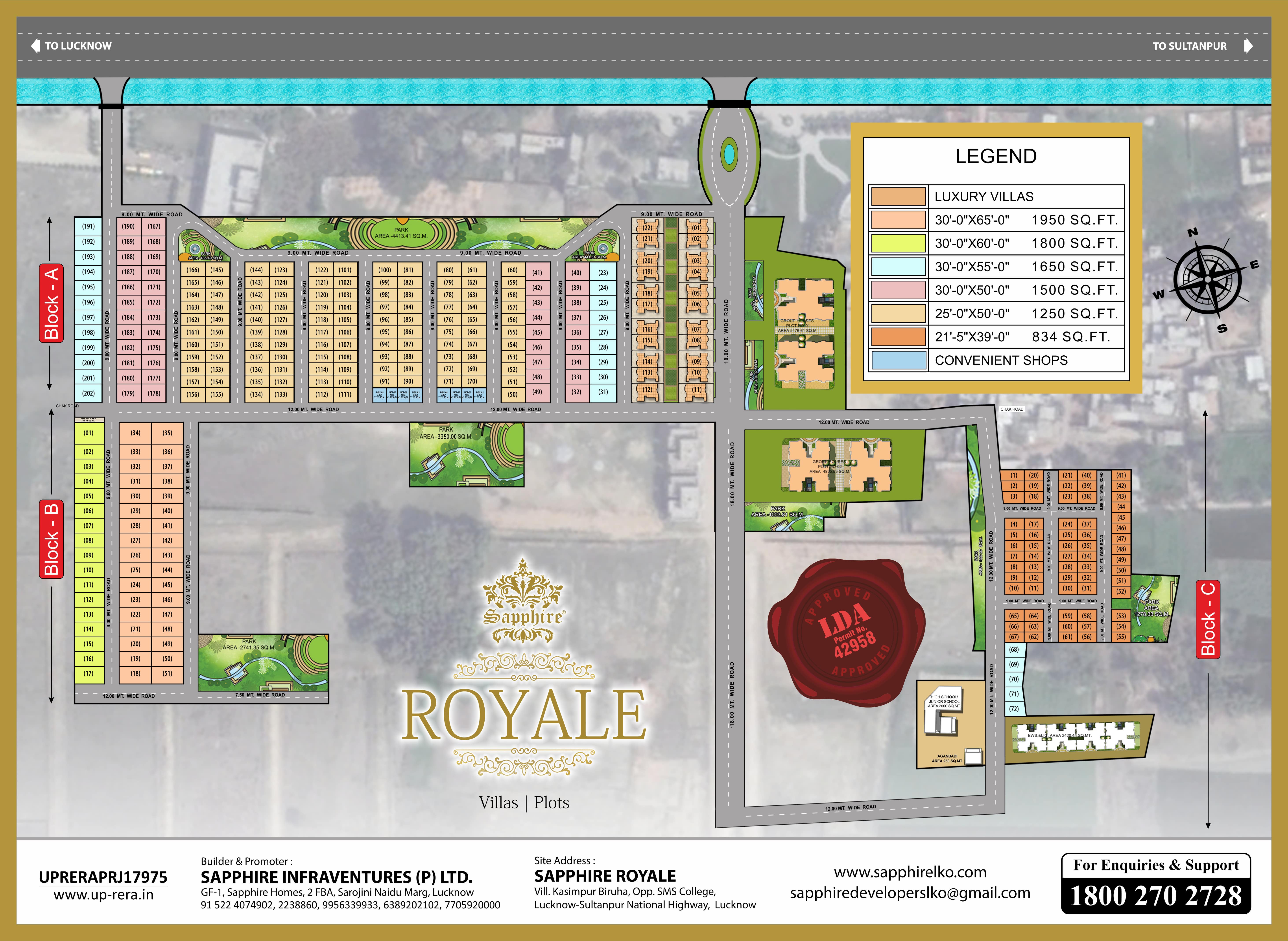 Sapphire Royale location map showing plots and villas layout